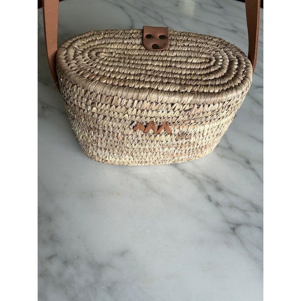 Ten Thousand Villages Woven Straw Crossbody Purse Tan Leather Trim Bangladesh - Picture 11 of 16